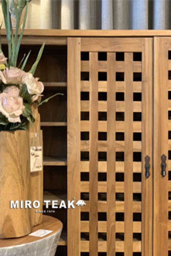 原木家具｜格子門鞋櫃(三開)｜米羅柚木家居