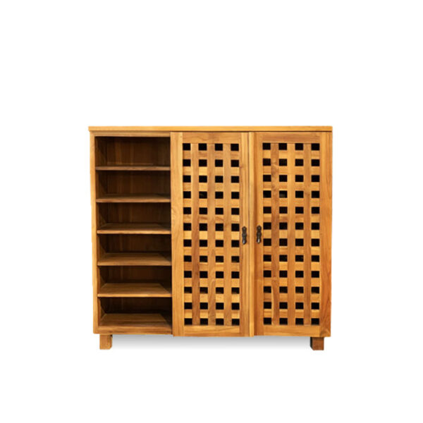原木家具｜格子門鞋櫃(三開)｜米羅柚木家居